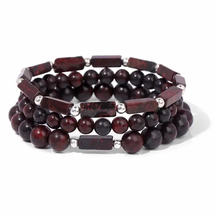 Bracelets à perles en Rhodonite pour hommes et femmes