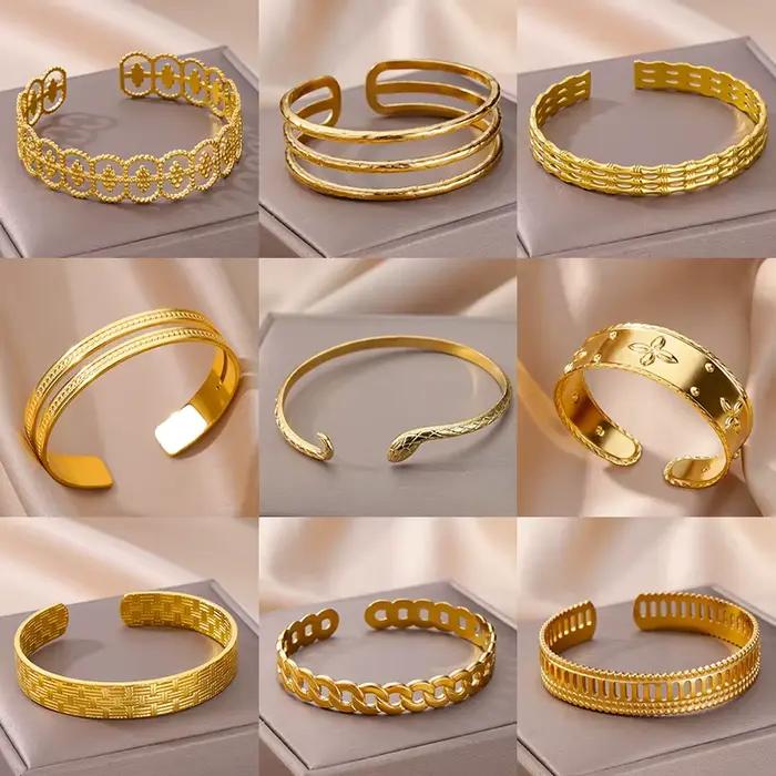 Bracelet serpent pour femmes, ouverture en acier inoxydable plaqué or, bijoux esthétiques animaux, pulseras mujer