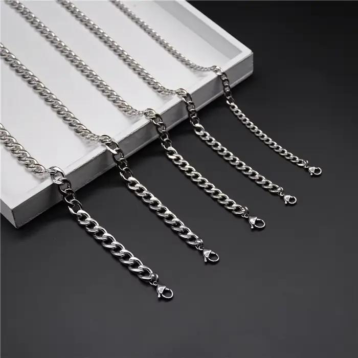 Collier classique pour hommes et femmes, largeur 3 à 7 MM, Long collier en acier inoxydable, chaîne, bijoux, 2021
