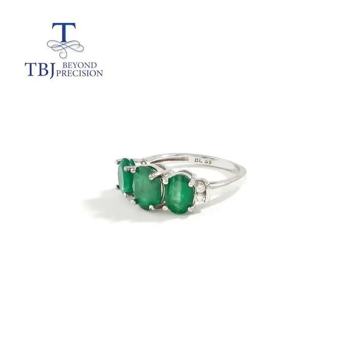 Bague émeraude naturelle en argent Sterling 925