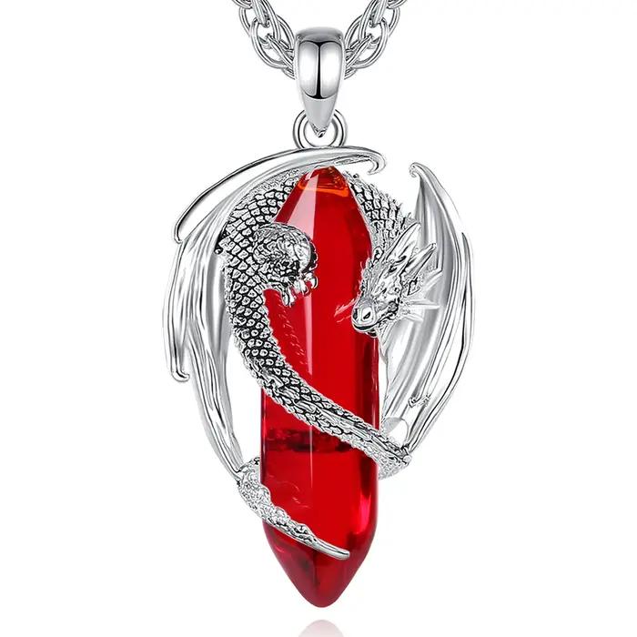 Eudora Dragon Twining Hexagonal cornaline naturelle prismatique collier Punk pierre de guérison pendentif bijoux fins pour femmes homme cadeau