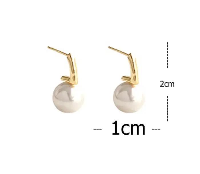 Boucles d'oreilles à tige en perles plaquées or pour femmes avec certificat NGGC, argent sterling 925, design géométrique, pour anniversaire et autres occasions spéciales