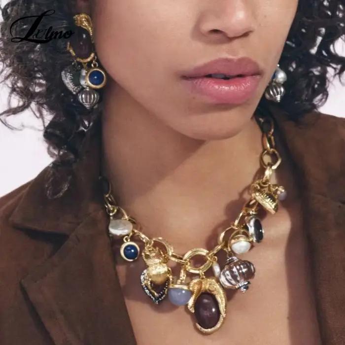Ensemble luxueux collier et boucles d'oreilles pendentif bijoux animaux