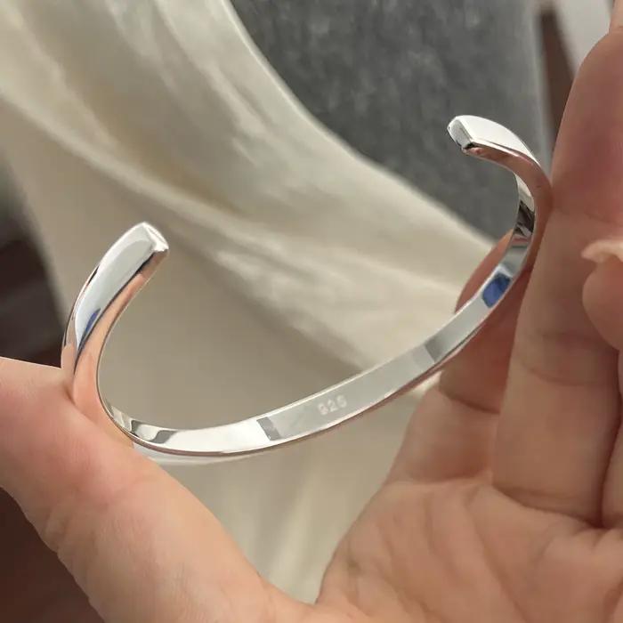 Bracelet rétro en argent Sterling 100% massif 925 pour femmes et hommes, Vintage, large et Simple, fait à la main, cadeau d'anniversaire