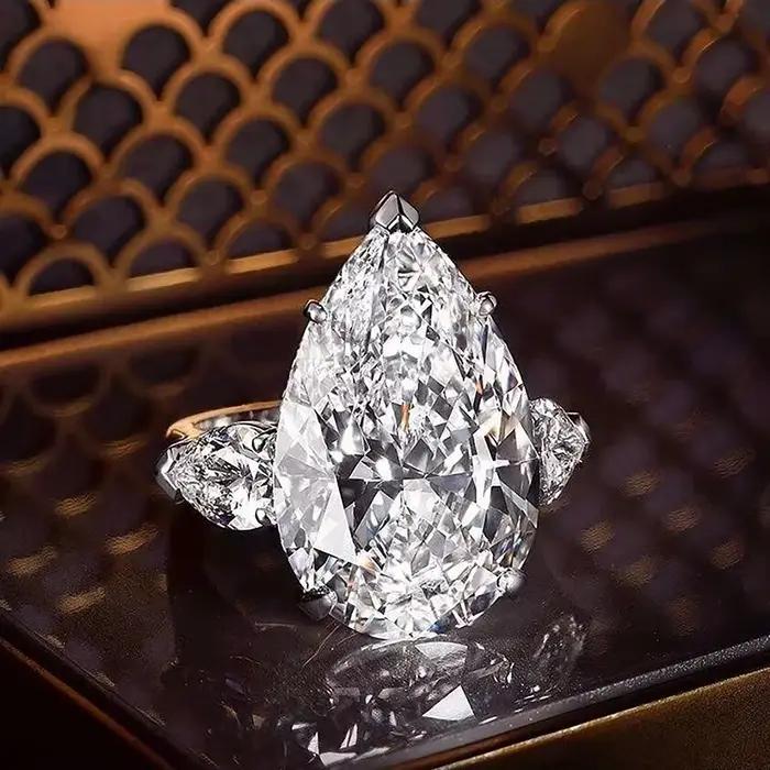 Bagues de fiançailles en diamant Moissanite pour femmes, coupe poire, 1/2/3/6Carat, en argent Sterling 925, 3 pierres en forme de goutte d'eau, bague de mariage