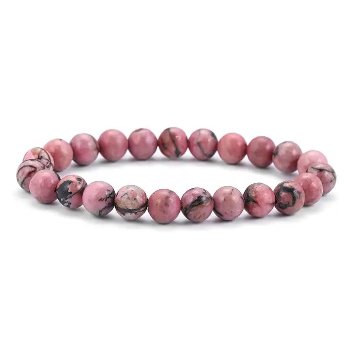 Bracelets en perles de rhodonite pour hommes et femmes