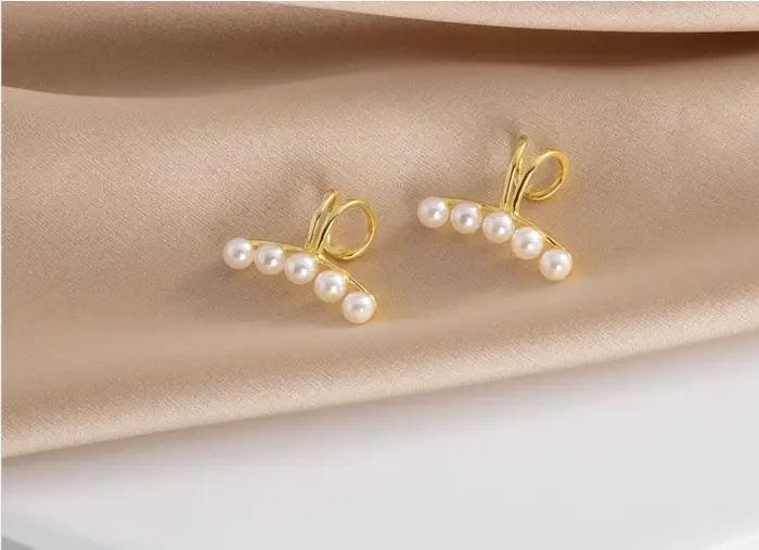 Metiseko – boucles d'oreilles en argent Sterling 925 et perles, Clips, perles fraîches, sans Piercin