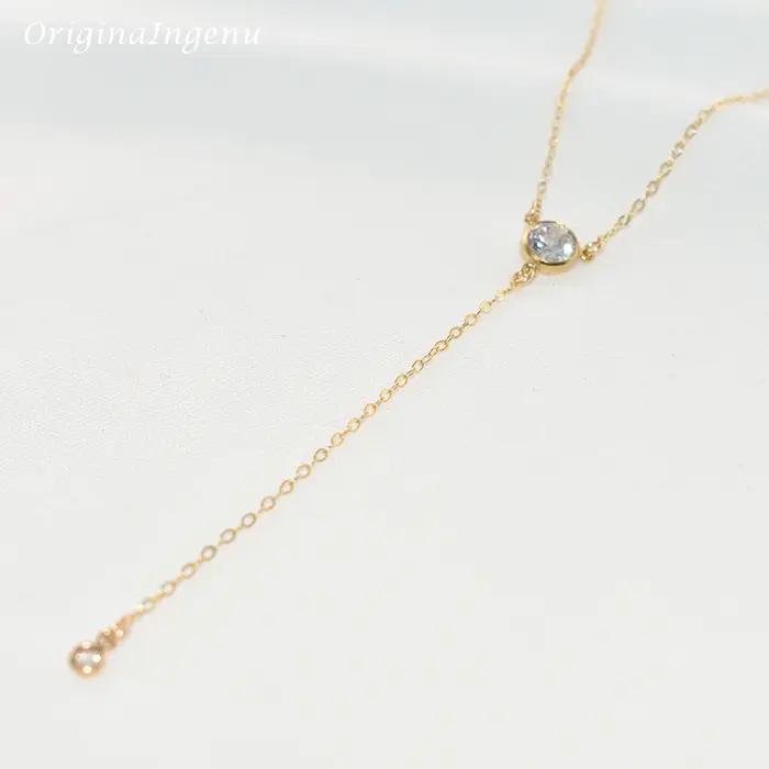 Collier Ras du Cou Rempli d'Or en Y pour Femme