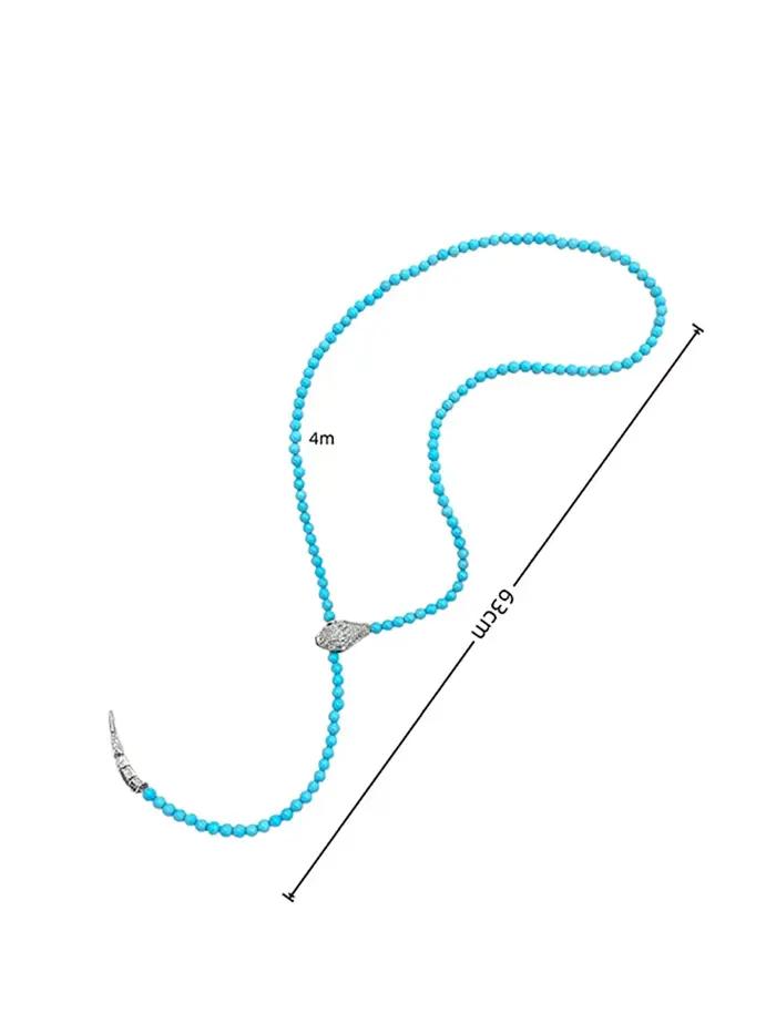 Ensemble collier serpent turquoise vintage gris clair style rétro luxueux pour femmes occasions spéciales