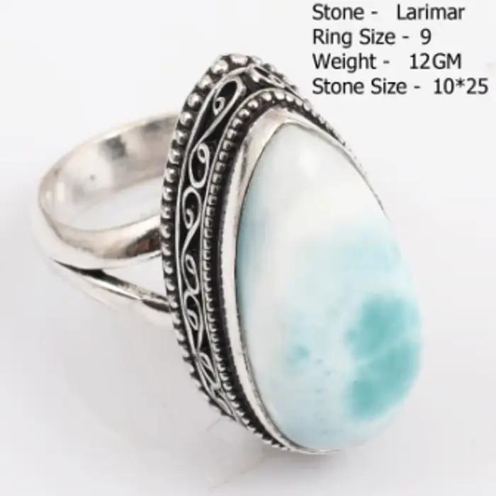 Bague en larimar véritable pour femme, cadeau