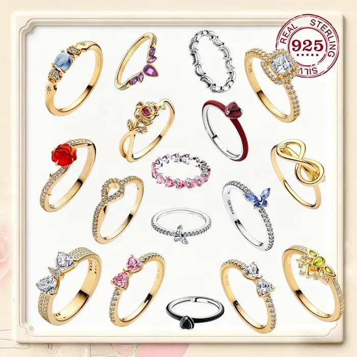 Bague en argent S925 - design en forme de cœur - bijoux pour femmes pour accessoires de fête de fiançailles