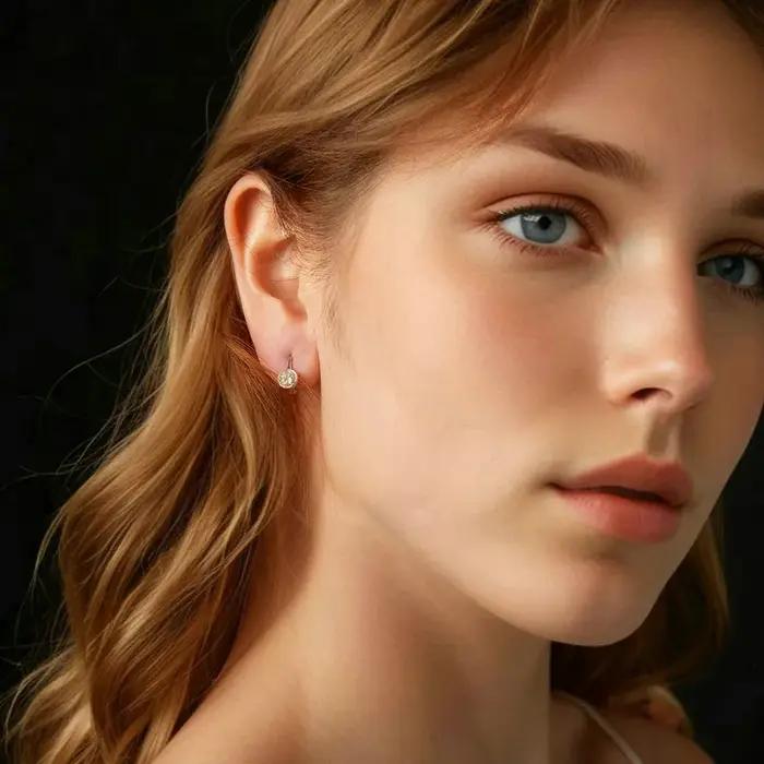 Bamoer U 0.5CT Moissanite boucles d'oreilles minimaliste lunette cerceau