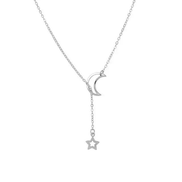 Nouveau Simple lune étoile pendentif collier ras du cou