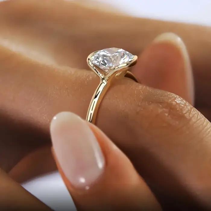 RAPRGOLD 1CT Moissanite classique Solitaire bague de mariage 925 en argent Sterling dames bagues de fiançailles pour les femmes bijoux fins cadeaux
