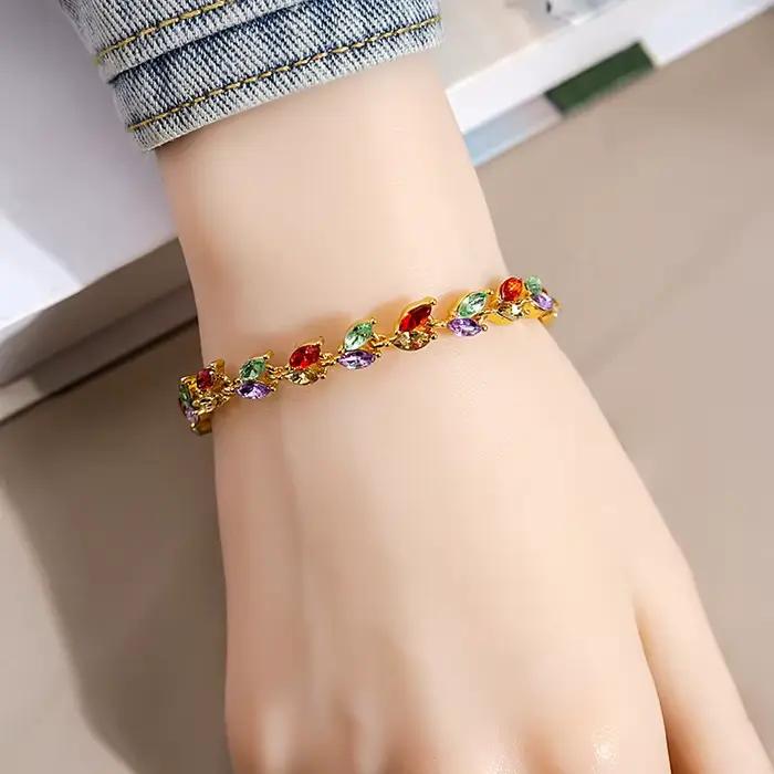 Bracelets en cristal arc-en-ciel exquis et luxueux pour femmes, accessoires de mode estivaux, bijoux
