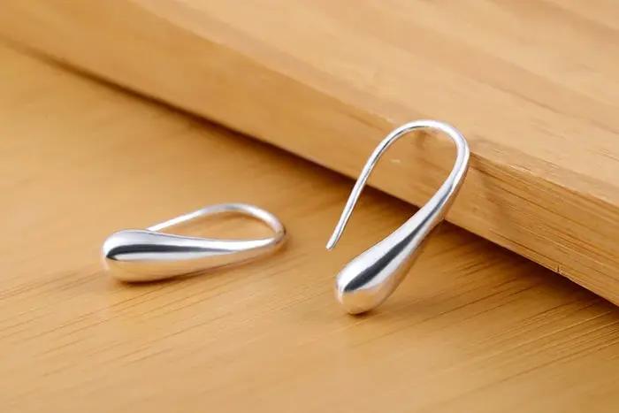 Boucles d'oreilles goutte d'eau en argent regardé 925 pour femme, breloque mode élégante, bijoux de