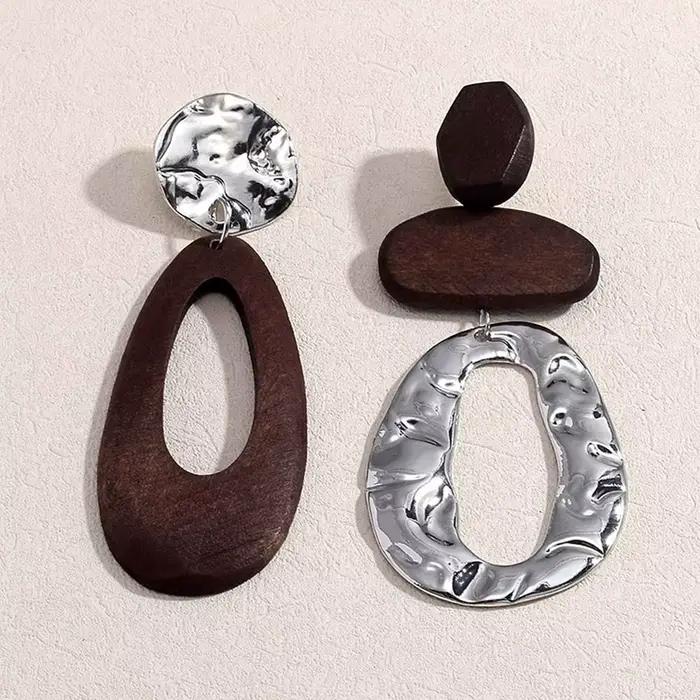 Boucles d'oreilles bohèmes en métal pour femmes, grande taille, Vintage, en bois, bijoux de mariage, cadeau pour filles
