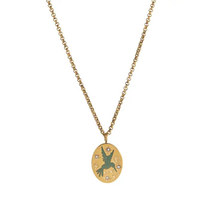 Pendentif plaqué or 18 carats – Bijoux papillon soleil lune en acier inoxydable