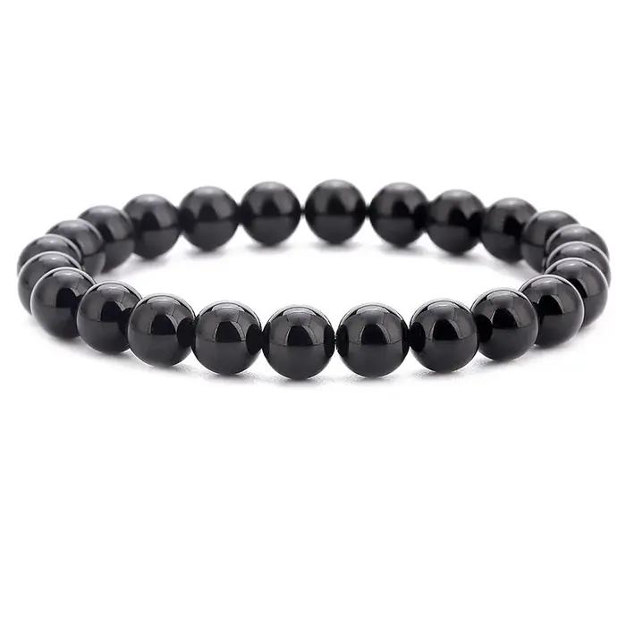 Bracelet en obsidienne pour hommes et femmes, bijoux à main personnalisés, perles œil de tigre, pierre constants ique, bracelet élastique, couple étudiant