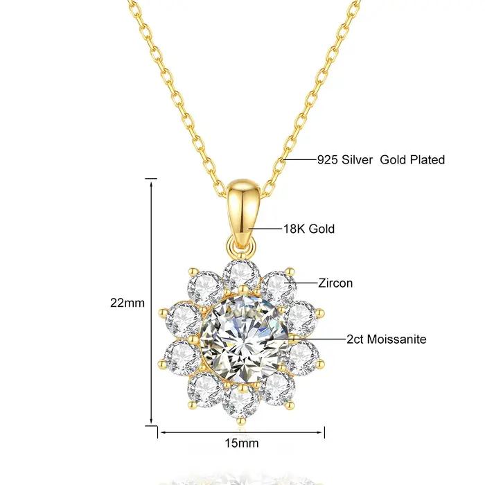 Pendentif Moissanite en or 18 carats pour femme