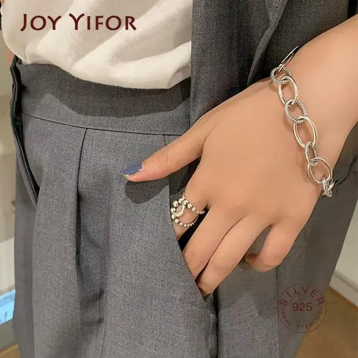 Bracelets minimalistes en argent Sterling 925 pour femmes, chaîne épaisse, nouvelle mode Vintage Punk Hiphop, bijoux cadeaux de fête