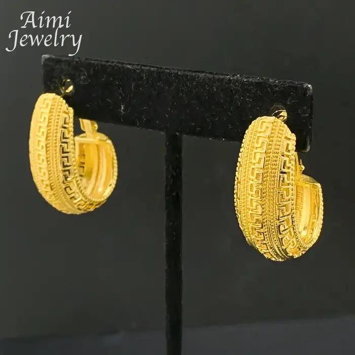 Ensemble de bijoux plaqués or 18 carats avec collier et boucles d'oreilles pour femmes, cadeau de mariage et anniversaire, bijoux africains élégants et durables