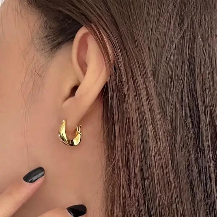 Boucles d'oreilles en argent Sterling 925 pour femmes, cerceau d'oreille polyvalent, doux fille, bijoux à la mode, cadeaux du nouvel an, accessoires
