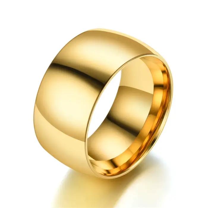 Bagues de mariage classiques Naver Fade de 12mm, couleur or, en acier inoxydable, bijoux pour hommes et femmes