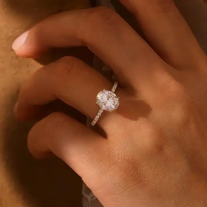 Bague de fiançailles MOVESKI 5CT en moissanite taille ovale pour femme