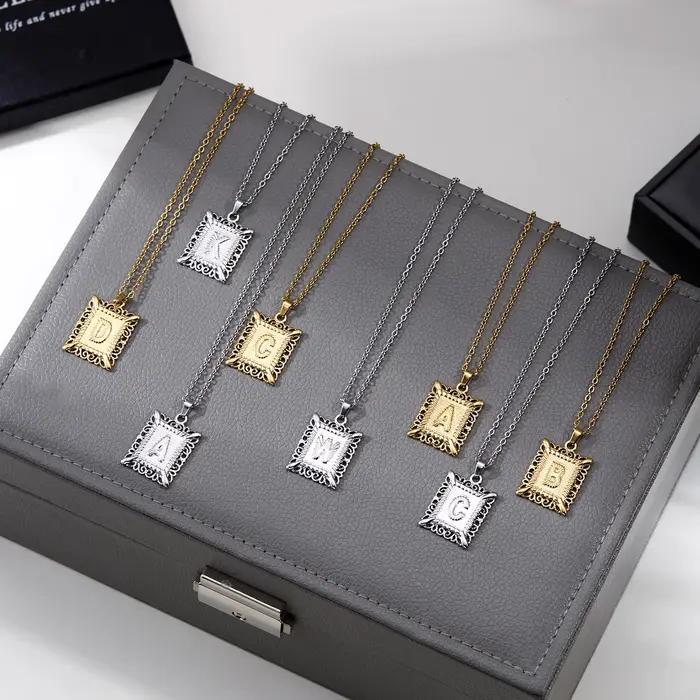 Collier pendentif lettre initiale A-Z pour homme et femme