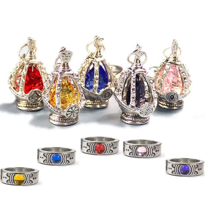 Ensemble de bijoux Magic Girl Anime collier et bague avec pendentif Soul Core pour femmes occasions spéciales
