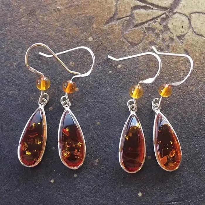 Yoowei-Boucles d'oreilles en ambre naturel pour femme, 3 couleurs, véritable argent S925, boucle d'oreille pendante, bijoux uniques en ambre de la Baltique, cadeau en gros, nouveau