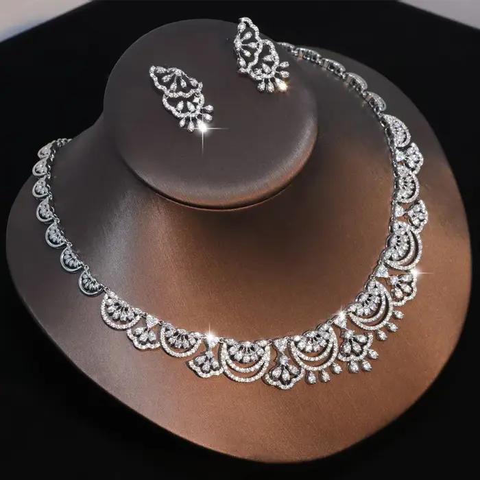Parure de bijoux de luxe en plaqué or 14 carats avec zircone cubique lunaire pour femme, cadeau d'anniversaire, mariage et occasions spéciales
