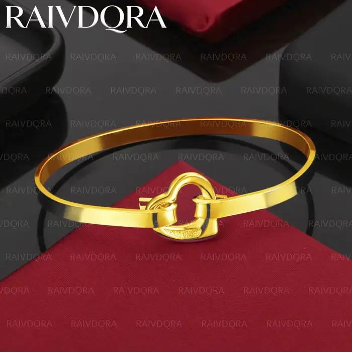 Bracelet en forme de cœur plaqué or 18 carats pour femmes, bijoux à la mode, accessoires classiques