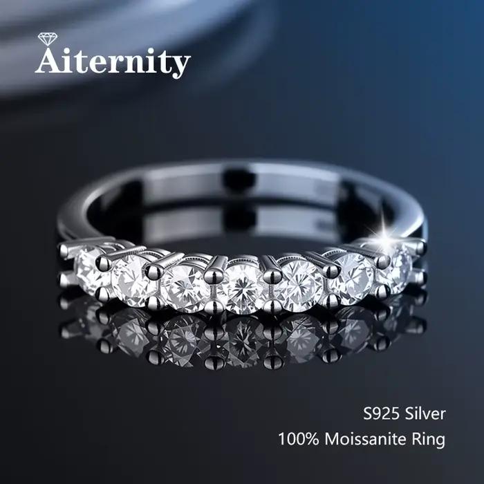 Bague en moissanite testée au 100% positivement au testeur de diamants, alliance de mariage assortie