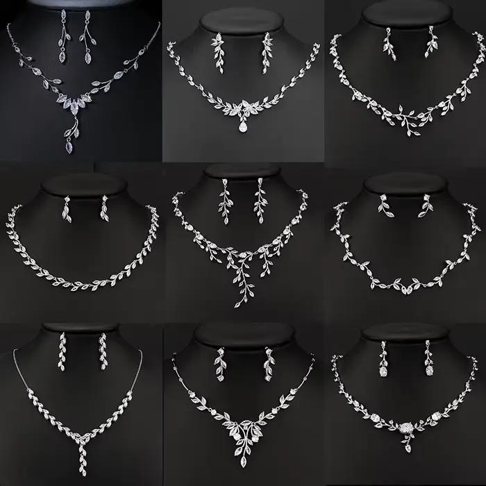 SUGO – ensemble de boucles d'oreilles et colliers en zircone blanche brillante, nouveau Design de branche, tendance pour femmes, accessoires de bijoux de fête privée