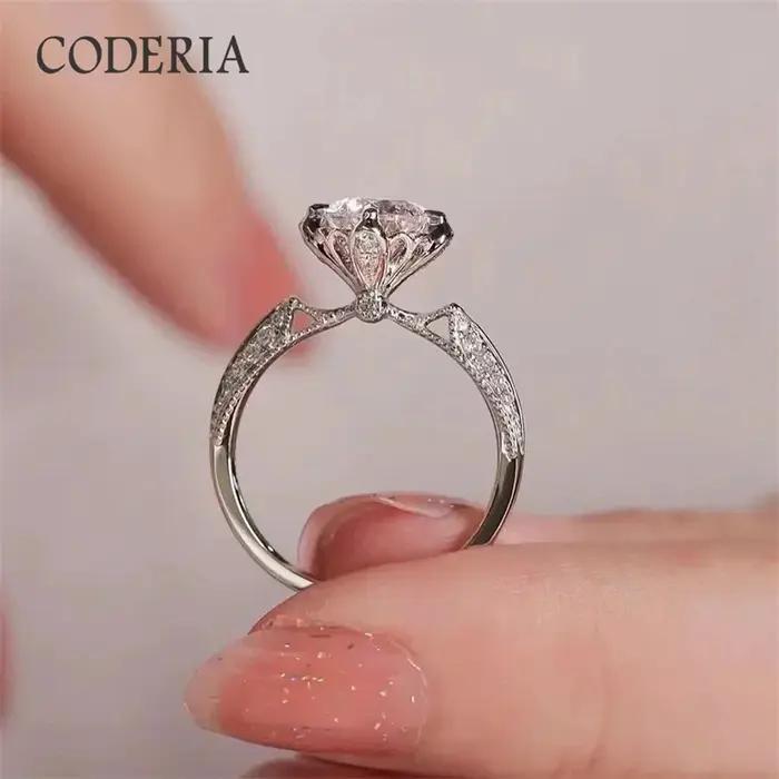 Bague de mariage Moissanite pour femme, 1 carat, couleur D, diamant taillé, argent regardé 925, plaqué or blanc 18 carats, Prague