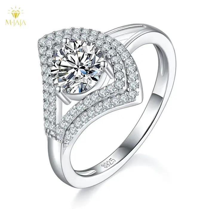M-JAJA 1ct Halo Moissanite jupe bague de mariage 925 en argent Sterling diamant bague de fiançailles pour les femmes fête bijoux fins cadeau
