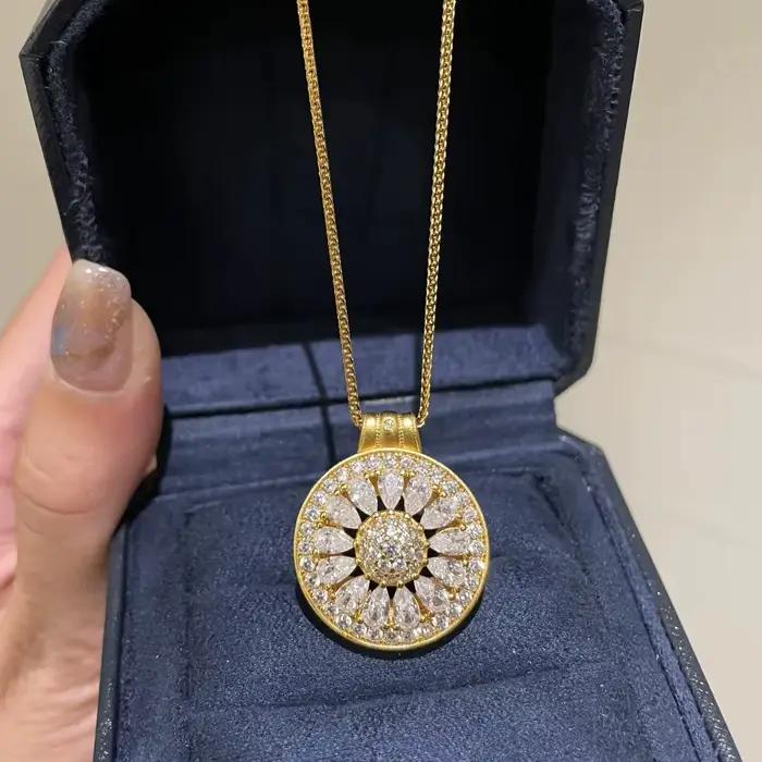 Collier pendentif en or véritable 14 carats pour femmes