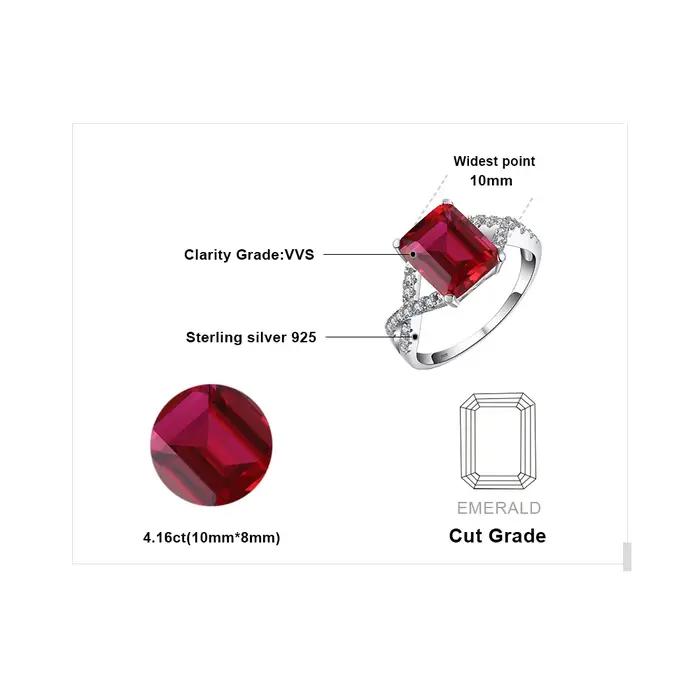 4.1ct créé rubis rouge 925 en argent Sterling bague de fiançailles de mariage pour les femmes mode fête bijoux cadeau