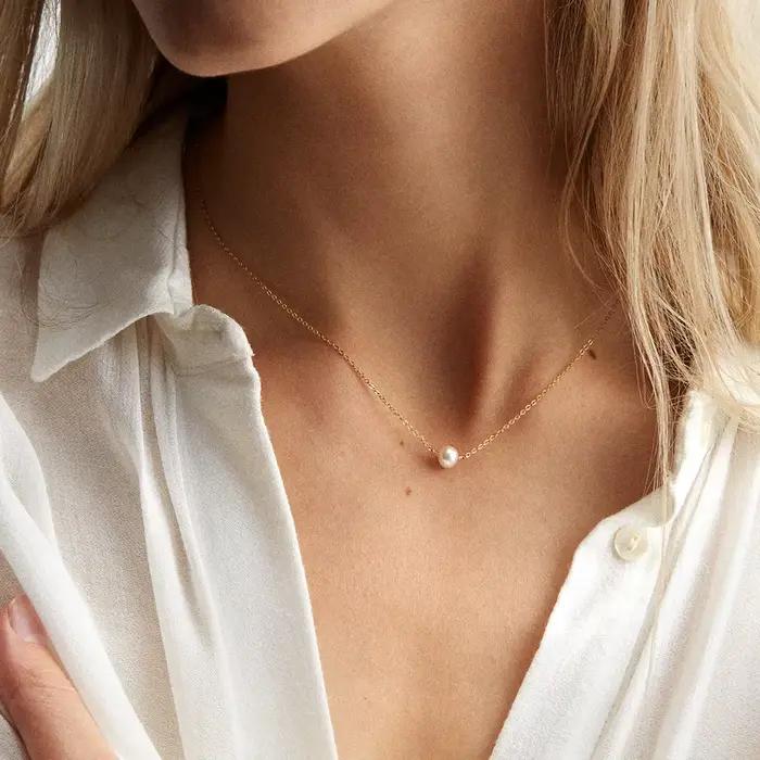 Collier ras du cou en acier inoxydable EManco avec perles imitées pour femmes, couleur or, collier à chaînes superposées, bijoux