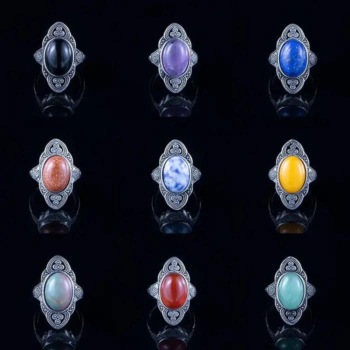 Bague réglable en argent plaqué cuivre, pierre précieuse 100% naturelle, œil de tigre, style rétro, pour femmes et hommes, bijoux cadeau