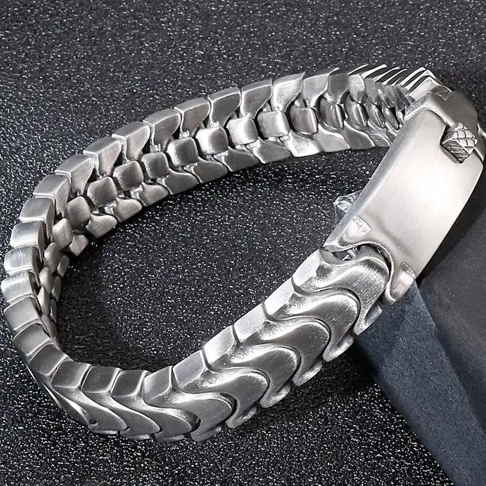 Bracelet homme brossé TrustyLan en acier inoxydable et titane pour occasions spéciales et cadeaux d'anniversaire pour lui