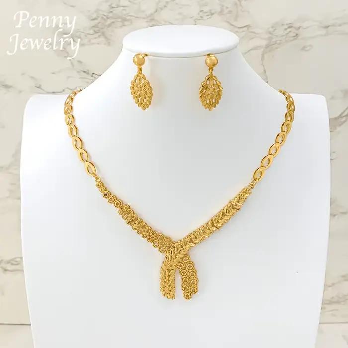 Ensemble de bijoux bohème classique plaqué or 18 carats pour femmes, bijoux dorés arabes, collier, b