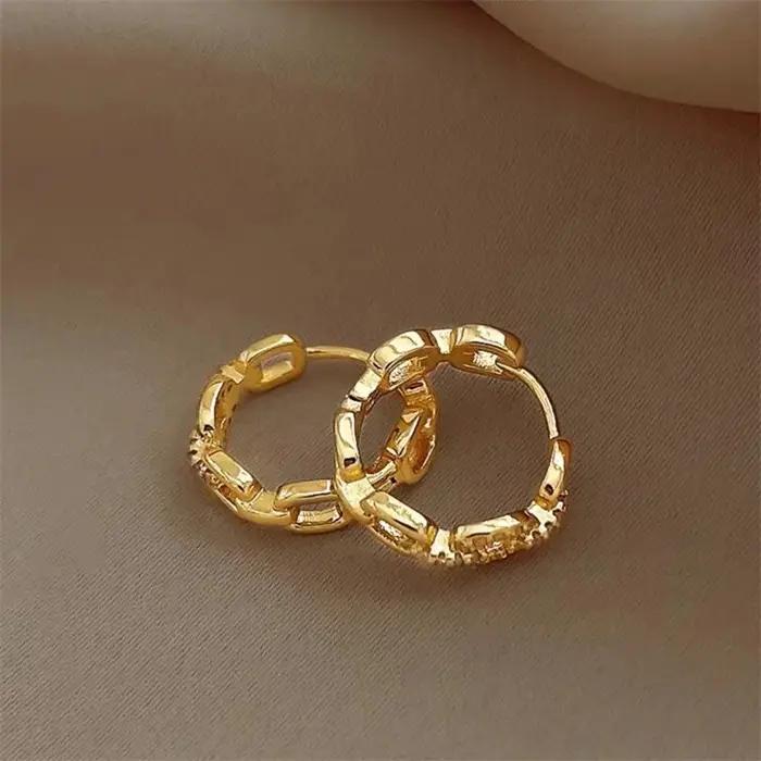 Boucles d'oreilles créoles en chaîne pour femmes