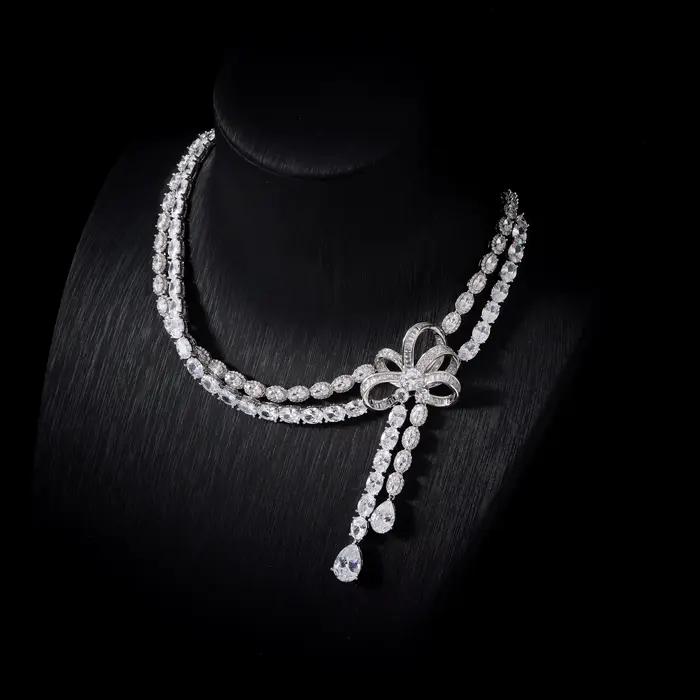 Ensemble de bijoux en zircone cubique pour femmes occassions de mariage et fiançailles papillon élégant parure de luxe