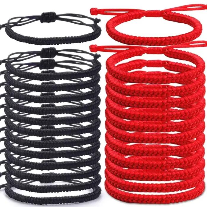 Bracelet rouge tressé à la main coton porte-bonheur symbole de chance et protection pour femmes occasions spéciales