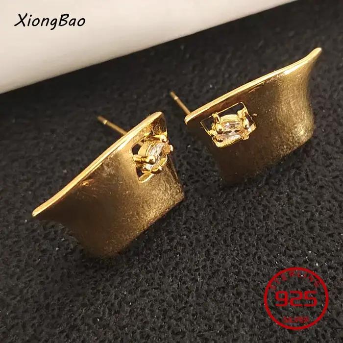Boucles d'oreilles à tige en perles plaquées or pour femmes avec certificat NGGC, argent sterling 925, design géométrique, pour anniversaire et autres occasions spéciales