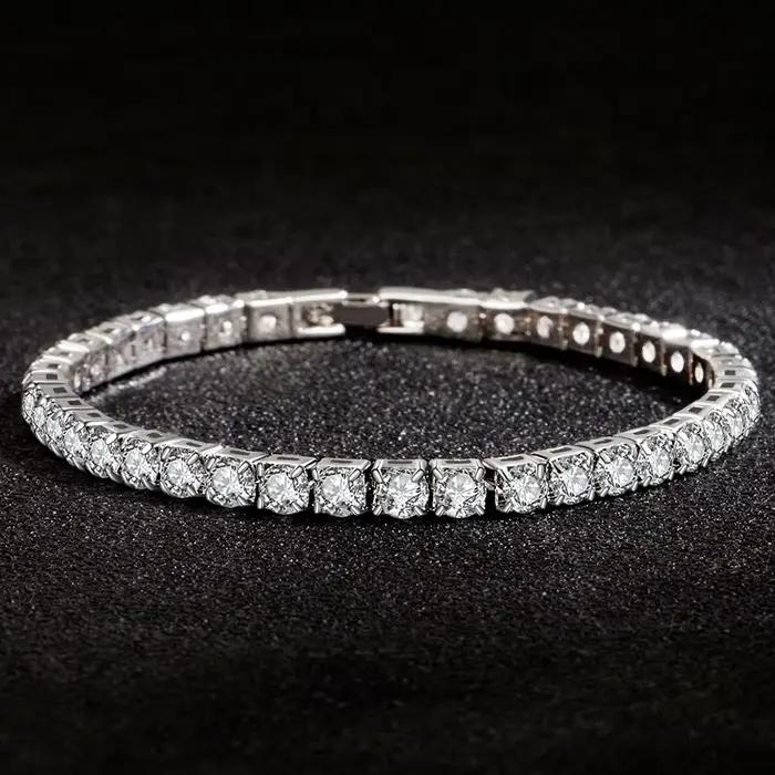 Bracelet Moissanite plaqué platine en argent S925 de haute qualité
