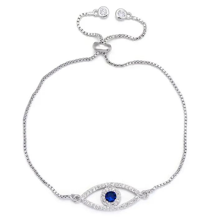 Juya – Bracelet turc à l'oeil porte-bonheur pour femme, micro-pavé de zircon, breloques œil grec, chaînes réglables, fournitures de bijoux Hamsa